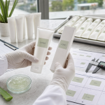 Factory QC label and tube cap check for private label aloe hand cream project