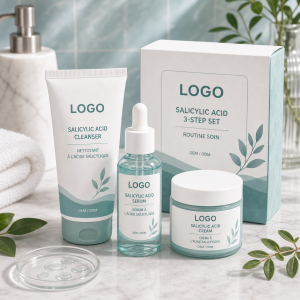 Salicylic Acid 3-Step Skincare Set private label OEM ODM product image with neutral LOGO packaging
