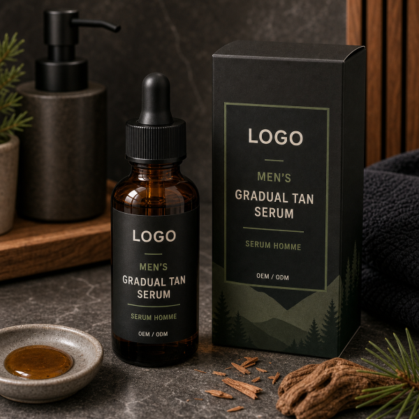 Men's Gradual Tan Moisturizing Serum private label OEM ODM product image with neutral LOGO packaging