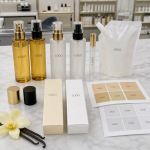 Custom bottles caps refill pouch cartons and LOGO label options for golden vanilla body fragrance mist OEM buyers