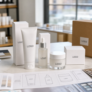 Private label 3-step facial care set with cleanser serum cream and cartons for OEM buyers