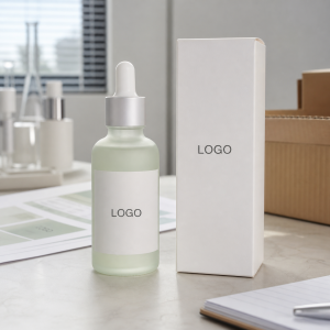 Private label azelaic centella facial serum sample bottle and carton for OEM skincare buyers