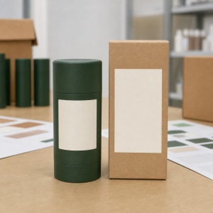 Private label men's sandalwood deodorant stick sample with blank LOGO-ready packaging