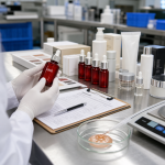 GUOCUI skincare factory QC sample review for custom serum packaging and texture