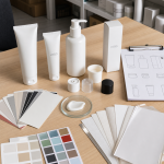 Facial cleanser OEM packaging options with blank tubes bottles cartons and label swatches