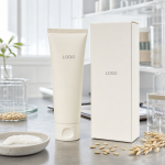 Private label oat gentle facial cleanser tube and carton with LOGO placeholder
