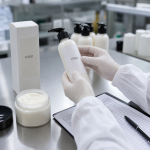 Factory QC label and texture check for shea butter body lotion OEM project