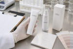 Factory QC sample review of soft-focus hydrating primer tube label carton and cream texture sample